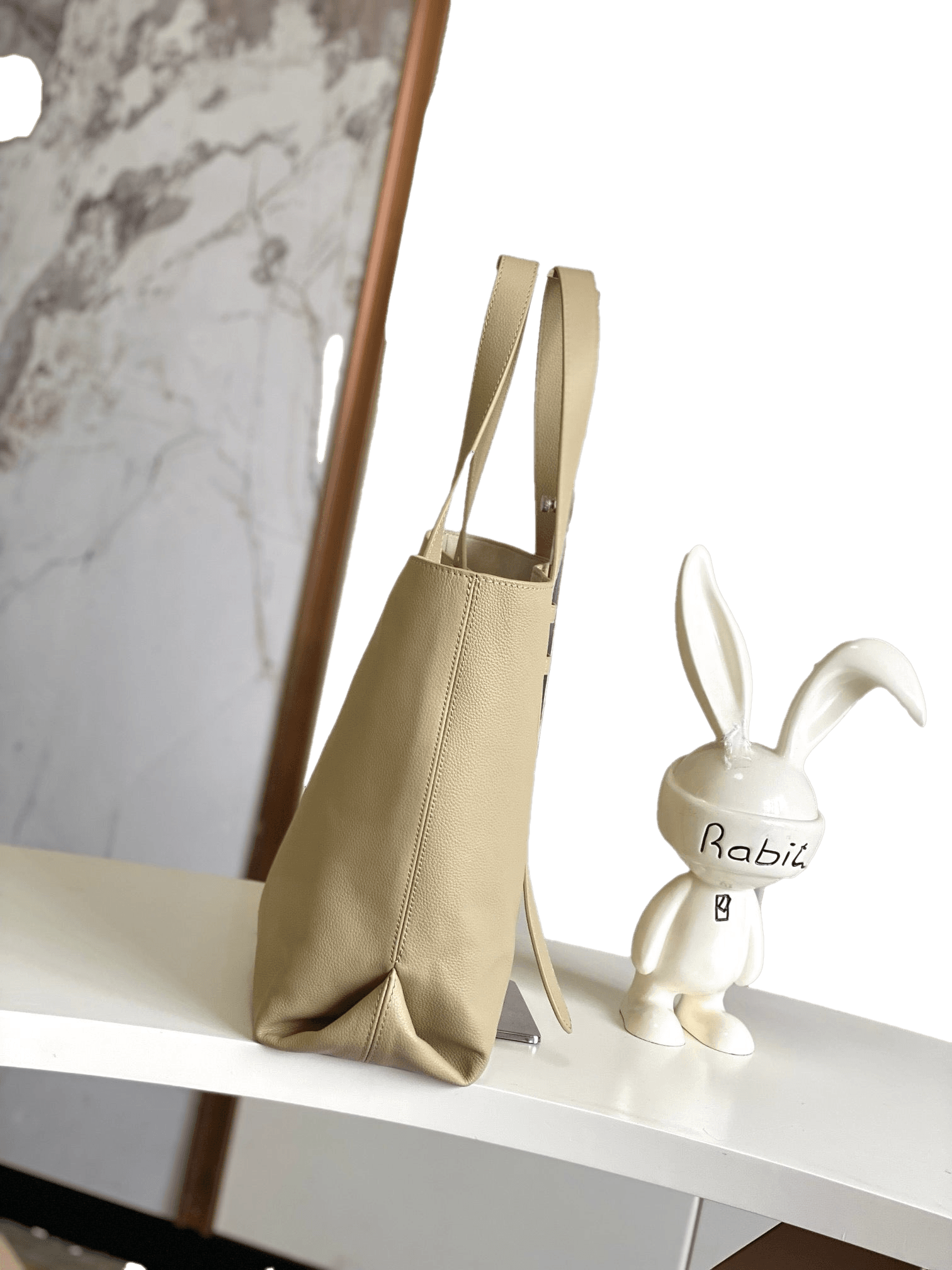 Authentic Louis Vuitton Lockme Shopper Tote in Beige with Monogram Pouch Exclusive Apparel