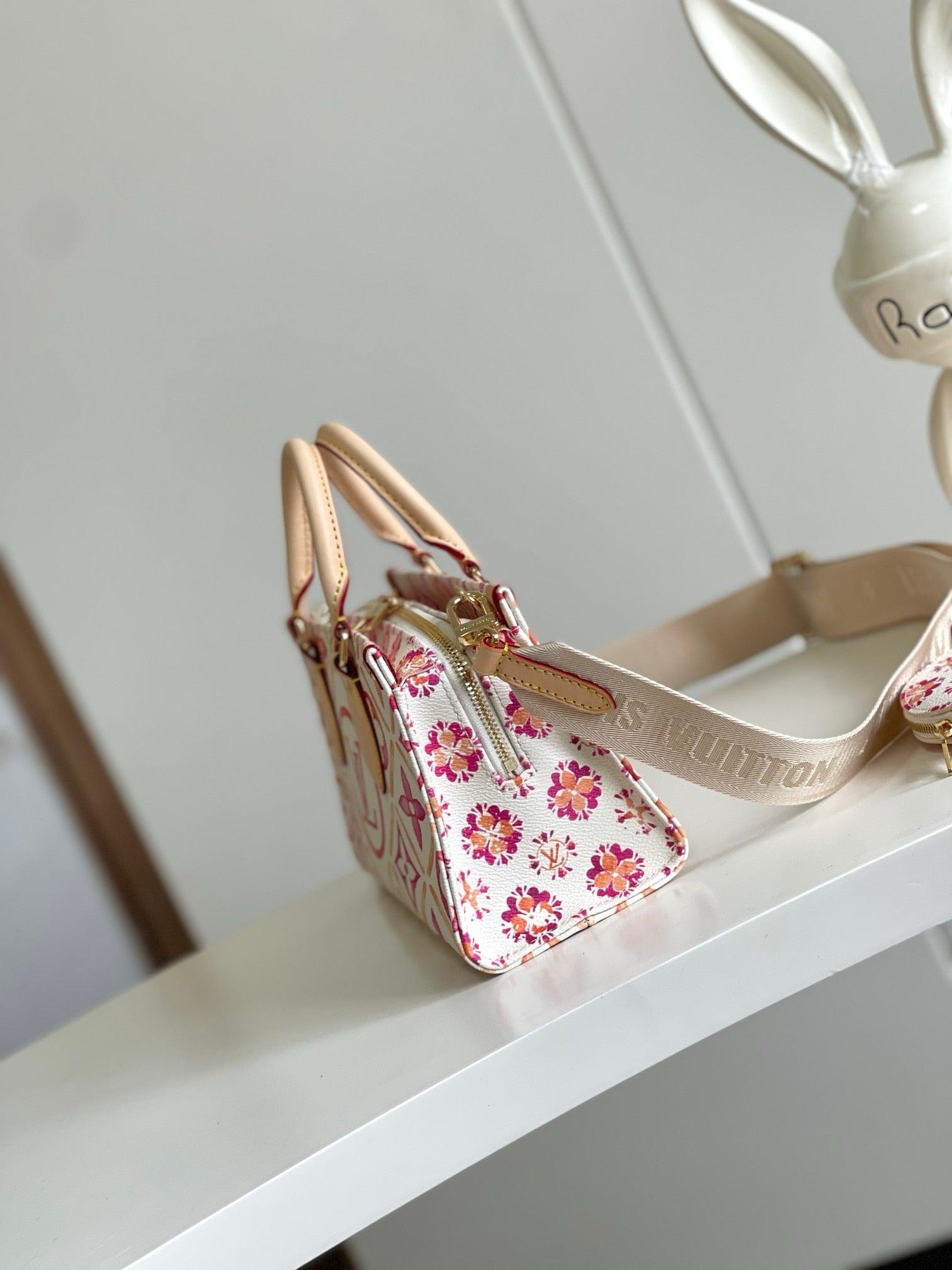 Louis Vuitton Limited Edition Monogram Mini Speedy Bag in Pink Floral Pattern Exclusive Apparel