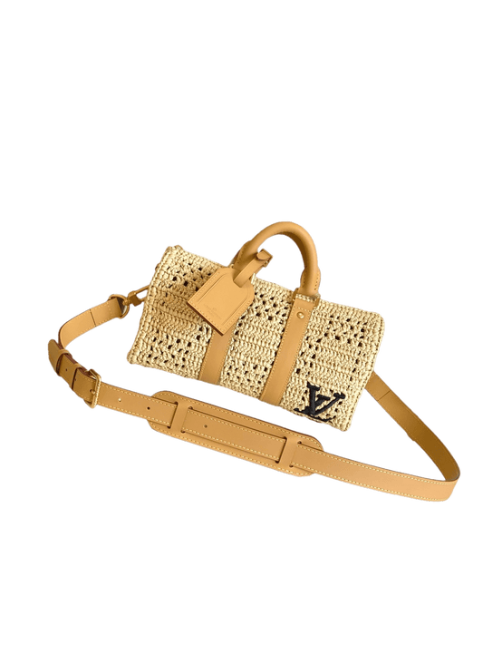 Authentic Louis Vuitton Crocheted Keepall in Natural Raffia Exclusive Apparel