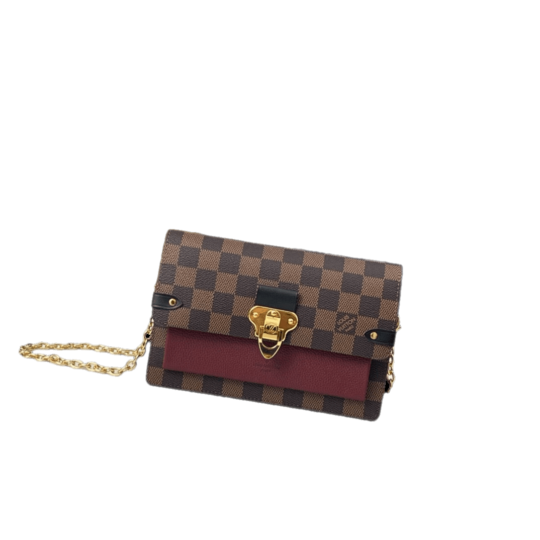 Authentic Louis Vuitton Cluny Mini in Damier Ebene Canvas with Burgundy Trim Exclusive Apparel