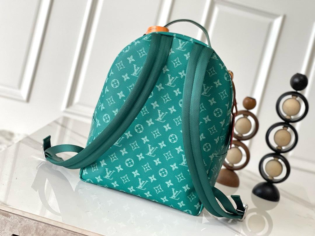 Authentic Louis Vuitton Montsouris Backpack in Green Monogram Canvas Exclusive Apparel