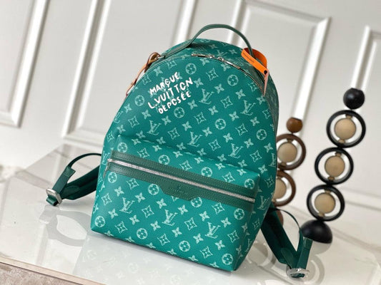 Authentic Louis Vuitton Montsouris Backpack in Green Monogram Canvas Exclusive Apparel