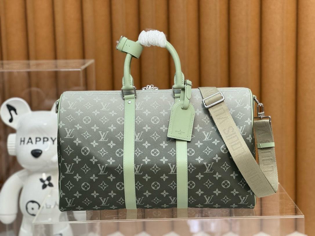 Louis Vuitton Keepall Bandoulière 50 Duffle Bag in Mint Green Monogram - Brand New & Authentic Exclusive Apparel