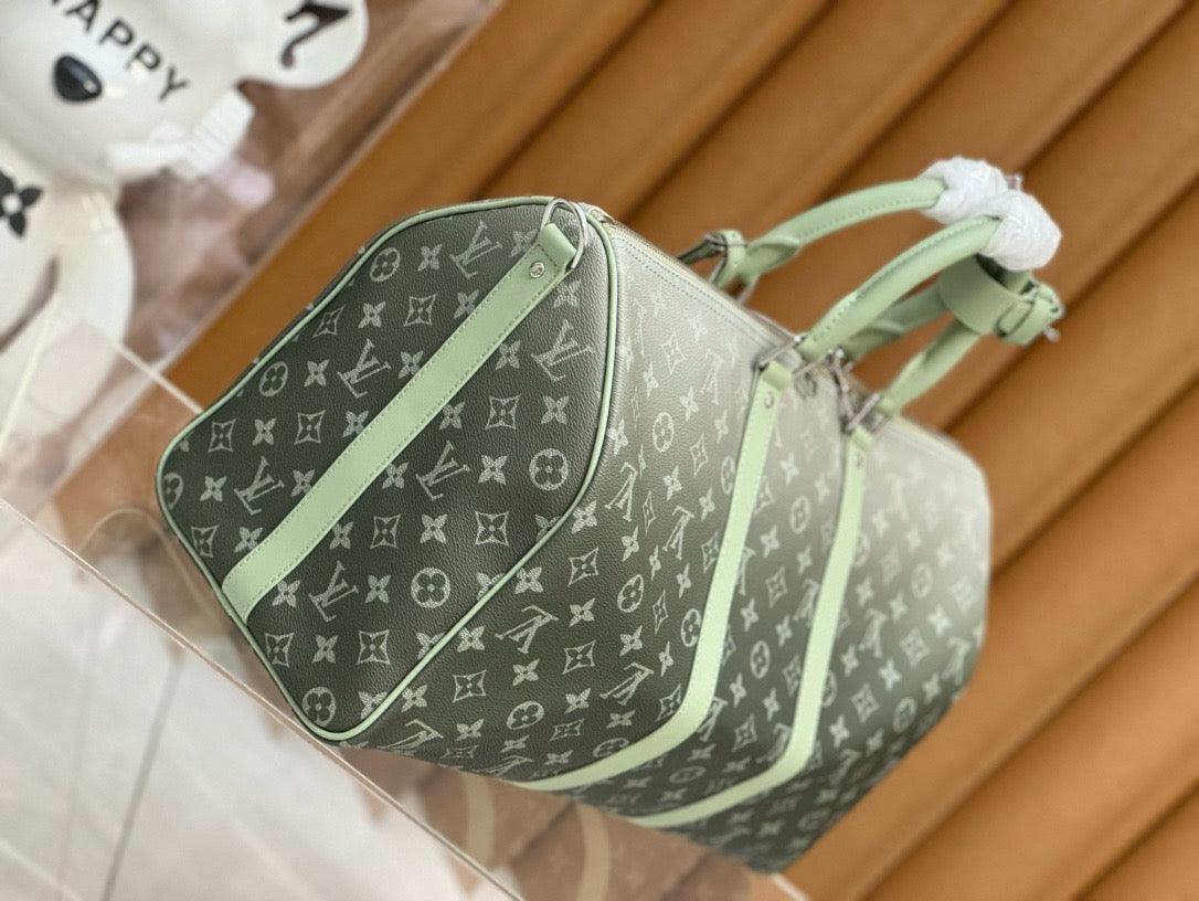 Louis Vuitton Keepall Bandoulière 50 Duffle Bag in Mint Green Monogram - Brand New & Authentic Exclusive Apparel